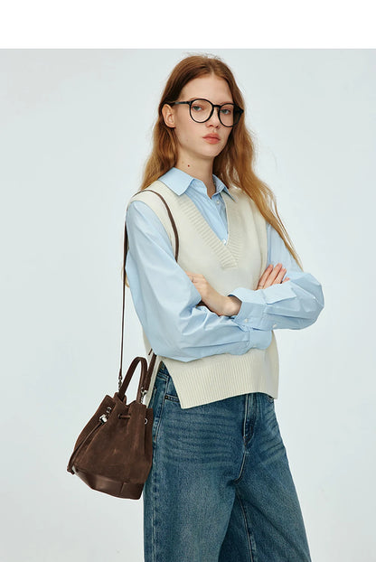 LA FESTIN Original New Women Bag Luxury Suede Bag Leather Handbag Winter Bags Fashion Shoulder Bag Bucket Bag Crossbody Bag