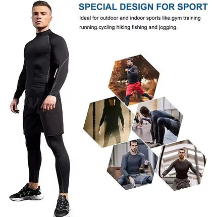 Men Compression Long Sleeve T Shirt Sportswear Male Skinny Tshirt Elastic Track Tracksuit Clothing Gyms Fitness T-shirt For Men PlatiNum