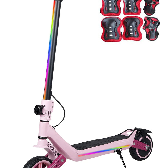 Monopattino elettrico leggero per bambini con luci, autonomia massima di 15/7/6 km, 2/3 modalità (8-16 km/h), per bambini dai 6 ai 14 anni, monopattino elettrico pieghevole da 6,5 pollici con 3 livelli di illuminazione