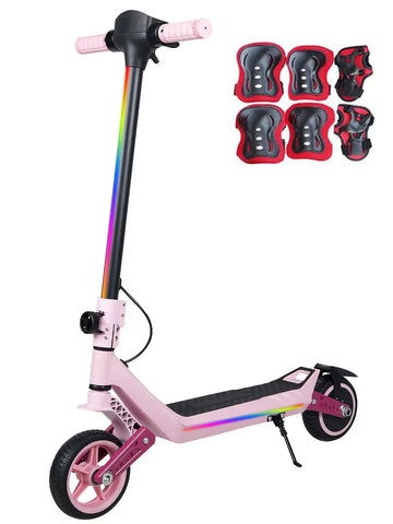 Monopattino elettrico leggero per bambini con luci, autonomia massima di 15/7/6 km, 2/3 modalità (8-16 km/h), per bambini dai 6 ai 14 anni, monopattino elettrico pieghevole da 6,5 pollici con 3 livelli di illuminazione