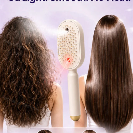 Electric Hair Straightening Brush – No Heat Spray, Red Light Therapy, Scalp Massage, Smooth, Wireless, Lightweight for Unisex