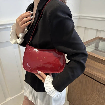 Retro Solid Color PU Leather Shoulder Underarm Bag Women's Fashion Handbags Casual Hobos Purses and Handbag Ladies Hand Bags PlatiNum