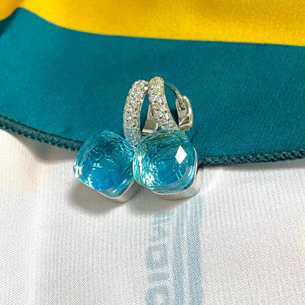 Classic Candy Color Earrings Inlay Transparent Zircon 27Colors Crystal Earrings Platinum Plated Fashion Jewelry For Women PlatiNum