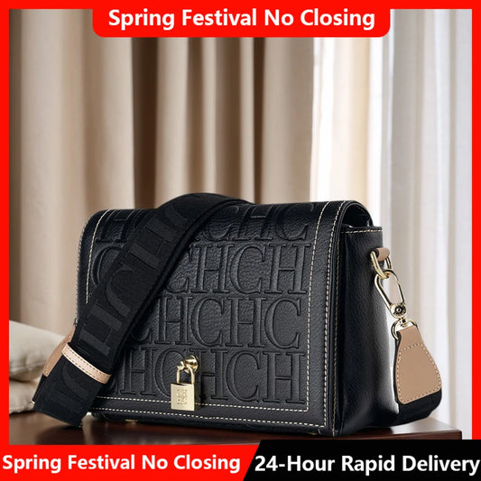 CH Borsa a tracolla in tinta unita autunno e inverno Stampa di lettere Borsa da donna classica Eleganza alla moda da donna di alta qualità 2025