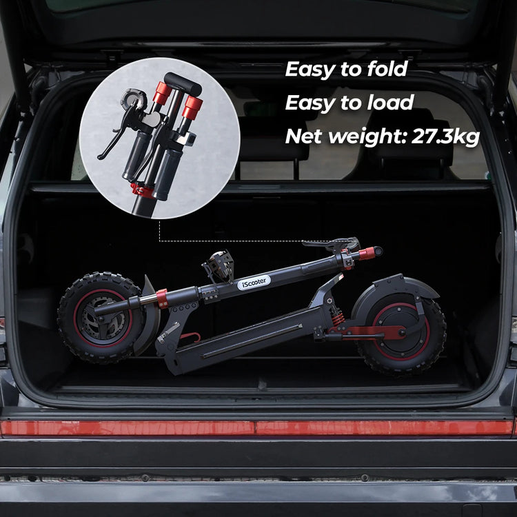 iScooter iX5s Monopattino elettrico 15 Ah 1000W con potenti pneumatici, autonomia di 65 km, velocità massima di 45 km/h