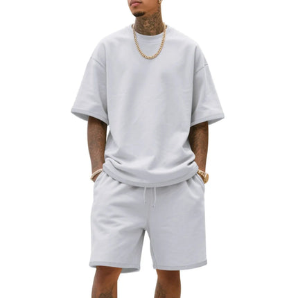 2025 100% cotone da uomo estivo stile americano sciolto High Street Hip-Hop Sport set a maniche corte con pantaloncini platinumshop