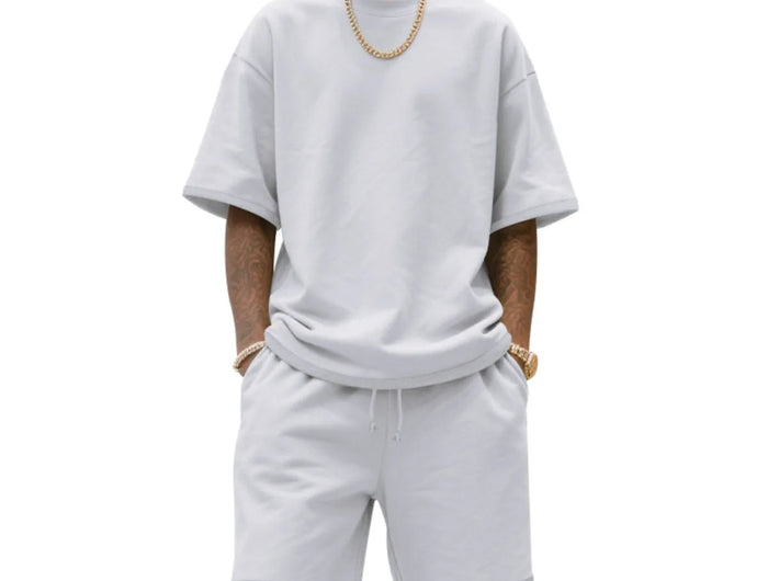2025 100% cotone da uomo estivo stile americano sciolto High Street Hip-Hop Sport set a maniche corte con pantaloncini platinumshop