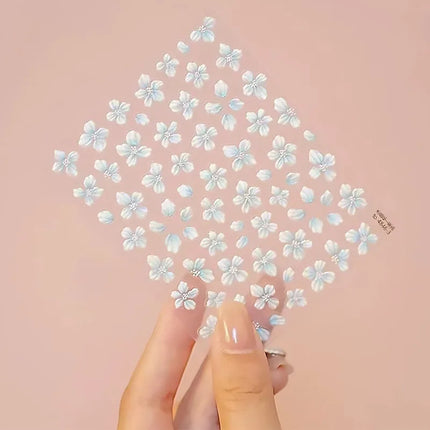 New Hipster Pure White Flowers Rose Spring Lily Camellia Daisy Jelly Cherry Blossom Nail Art Stickers Manicure Decals ZJT11