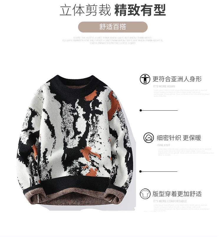 Autumn and winter Men's Fashion casual Round Neck Warm sweater slim fit Sweaters Men sweater male Thicken Warm wool pullovers