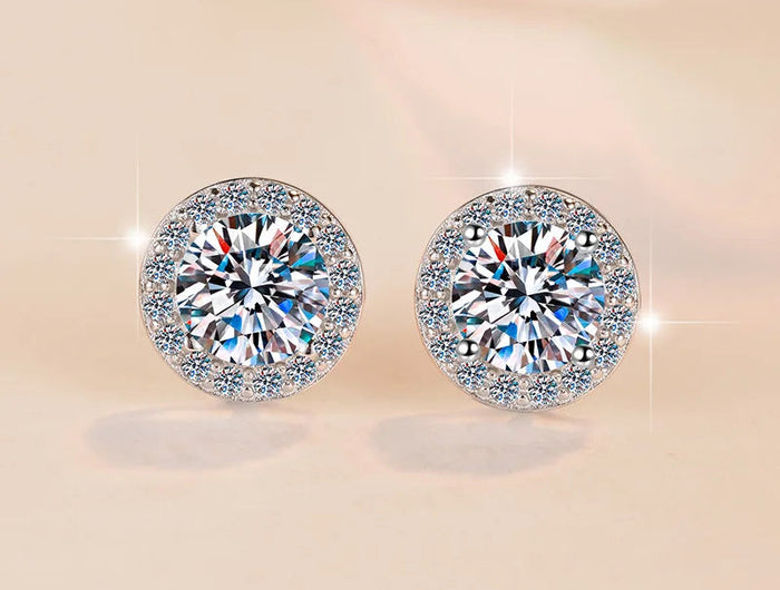 New 925 Sterling Silver 2ct Moissanite Earrings for Women Exquisite Student Girlfriend Wedding Engagement Jewelry Fashion Gift PlatiNum