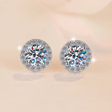 New 925 Sterling Silver 2ct Moissanite Earrings for Women Exquisite Student Girlfriend Wedding Engagement Jewelry Fashion Gift PlatiNum