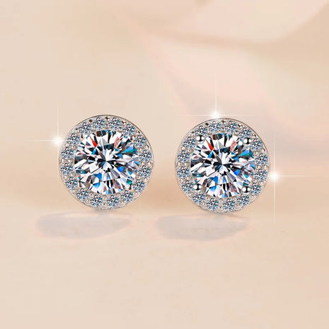 New 925 Sterling Silver 2ct Moissanite Earrings for Women Exquisite Student Girlfriend Wedding Engagement Jewelry Fashion Gift PlatiNum