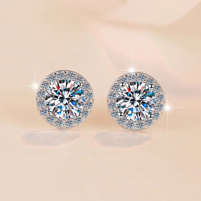 New 925 Sterling Silver 2ct Moissanite Earrings for Women Exquisite Student Girlfriend Wedding Engagement Jewelry Fashion Gift PlatiNum