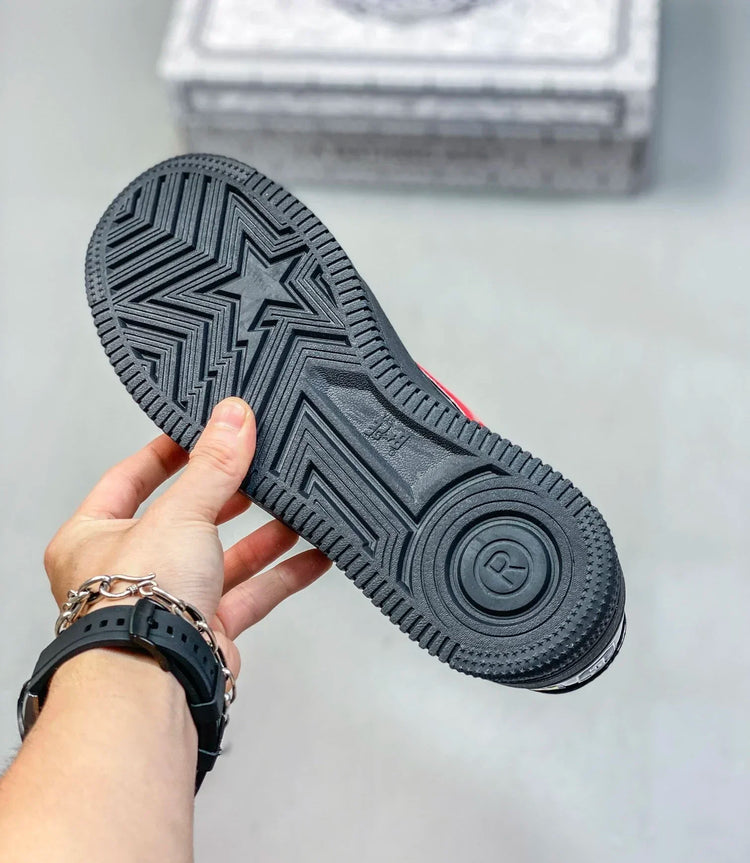 A BATHING APE Men All Black Shark BAPESTA Casual Plarfom Shoes Unisex Women Slip-Resistant Outdoor Soft Walking Sneakers