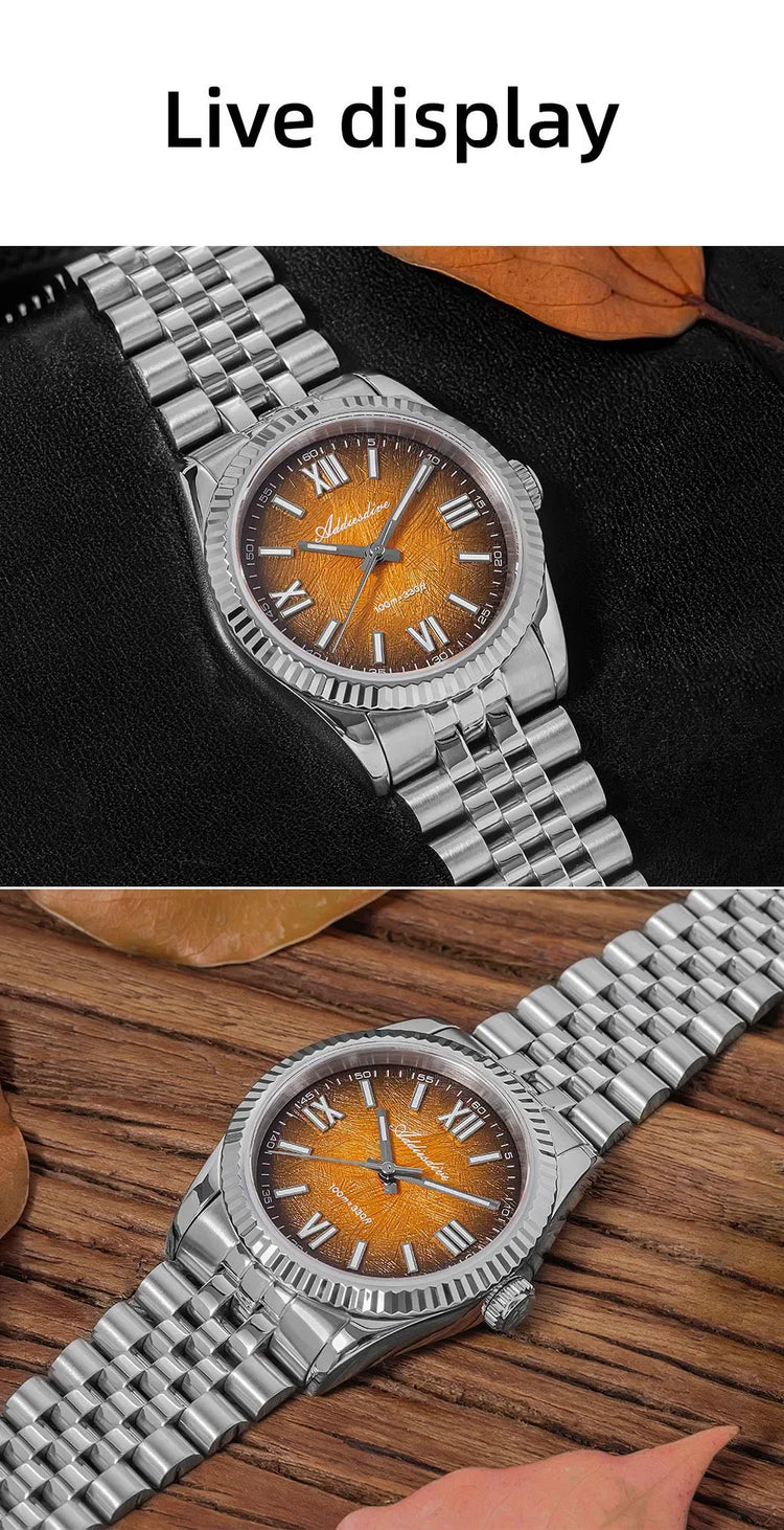 ADDIESDIVE 36mm AD2512 Watch For Men BGW9 Luminous Jubilee Strap 100m Waterproof Sapphire Glass VH31 Movement Quartz Watch Reloj