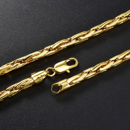 Set di bracciali con collana a catena intrecciata in rame minimalista per donna e uomo, gioielli semplici a strati, pronti, ipoallergenici platinumshop