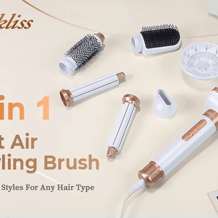 UKLISS 7 in 1 Hair Dryer Brush Set, Air Styler with Curling, Straightening, Volumising Attachments