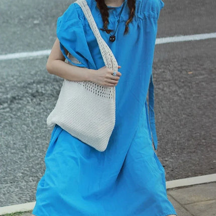 Borse a maglia da donna, borsa tote grande capacità, borsa estiva da spiaggia, borsa grande casual, borse a tracolla intrecciate a nido d'ape, borsa da donna