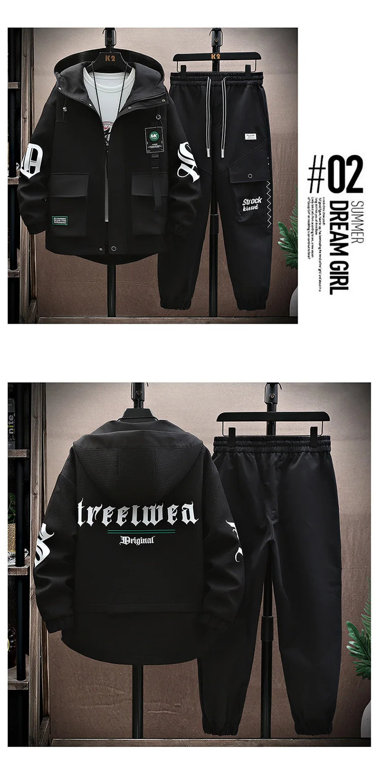 Autumn Men Tracksuit Casual Joggers Hooded Spring Sportswear Jackets Pants 2 Piece Sets Hip Hop Running Sports Suit