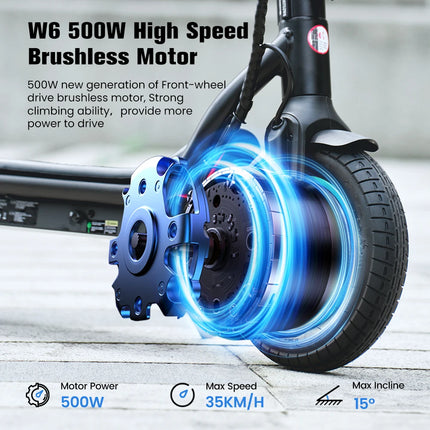 Monopattino Elettrico iScooter W6 10 Pollici 500W per Adulti, E-Scooter 36V 10.5Ah, Velocità 35km/h, Supporto APP, Autonomia 30km, Monopattini Elettrici Urbani