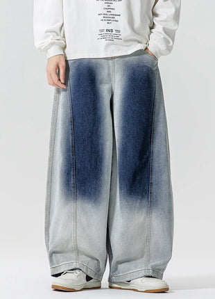 Jeans Pantaloni casual stile americano da uomo Pantaloni lanterna da uomo larghi alla moda Streetwear Pantaloni hip-hop da uomo in denim oversize a gamba larga