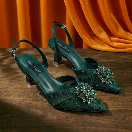 Zapatos y Bolso Nuevos de Diseño Italiano Azules con Diamantes de Imitación, Tacón Alto, Estilo de Moda, Zapatos de Tacón para Máxima Comodidad, Zapatos de Mujer