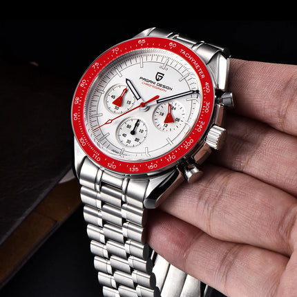 PAGANI DESIGN Serie Planetaria Saturn Light Tan Orologio al Quarzo da Uomo Cronografo Veloce con Vetro Zaffiro AR Orologio da Polso Uomo Novità 2026