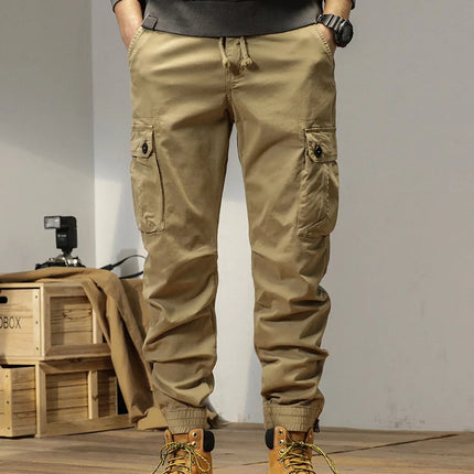 2025 New Multi-Pockets Spring Summer Cargo Pants Men Streetwear Zipper Leg Skinny Work Joggers Cotton Casual Tactical Trousers