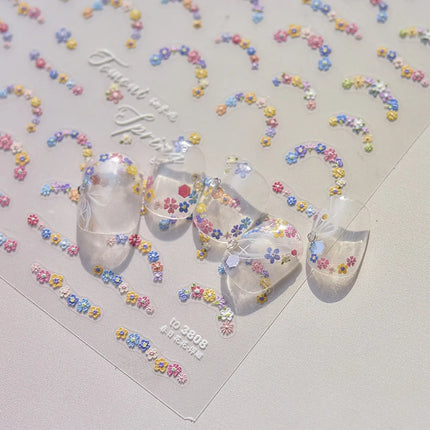 Wild Daisy Crystal Diamond Nail Sticker 5D Adhesive Flower Trendy Nail Art Stickers DIY Nail Art Decorations 3D Manicure Decals