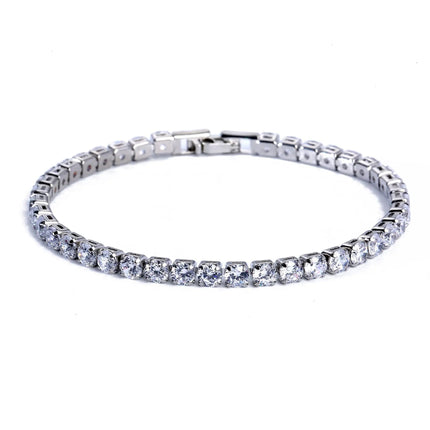 4mm Cubic Zirconia Tennis Bracelet Iced Out Chain Bracelets For Women Men Silver Color Men Bracelet CZ Chain Homme Jewelry PlatiNum