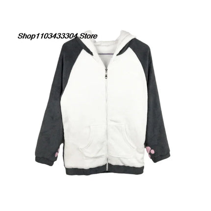 DTR Totoro cosplay sweater Kawaii Hoodie Sweatshirt My Neighbor Coat Fleece Overcoat With Ears Harajuku Cute Jackets ChristmaDTR