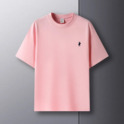 Men's Round Neck Short Sleeve 100% Pure Cotton T-shirt Hot Sale Luxury Brand Summer Exquisite Embroidery Pony Breathable Top