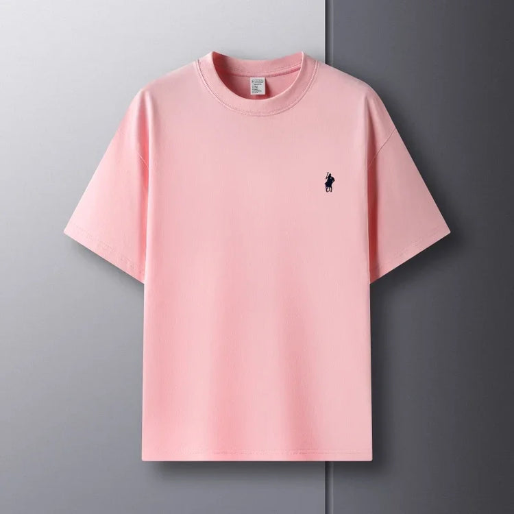 T-shirt da uomo girocollo manica corta in puro cotone 100% vendita calda marchio di lusso estate squisito ricamo pony top traspirante