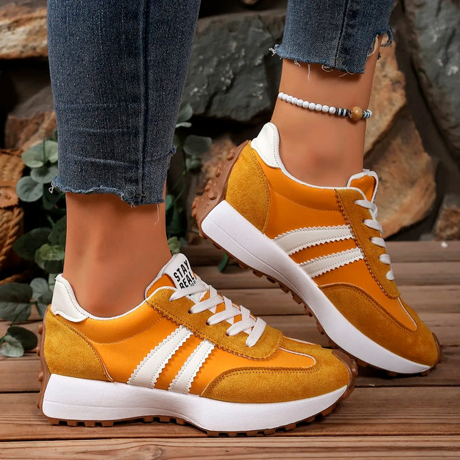 Fashionable New Style Elegant Lace Up Casual Shoes Women Spring/Autumn Round Toe Thick Sole Anti Slip Comfortable Sports Shoes