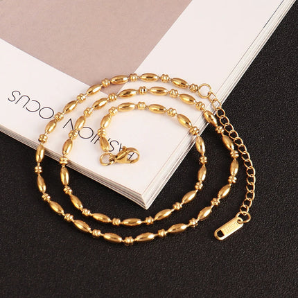 316 Stainless Steel Necklaces For Women Necklace Long Beads Chain Necklace Choker Necklace Bead Necklace Fashion Jewelry Gift PlatiNum