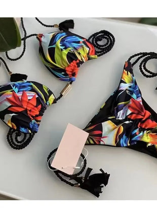 Nuovo Costume da Bagno Sexy da Donna, Set Bikini all'Uncinetto a 2 Pezzi, Triangolare Brasiliano, Push-Up, per Spiaggia Estiva PlatiNum