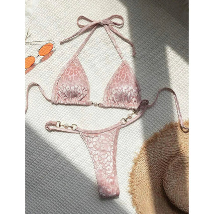 S-XL Leopard Halter Mini Micro Perizoma Bikini Donna Costumi da bagno Costume da bagno femminile Bikini a due pezzi Bagnante Costume da bagno Swim V5207 platinumshop