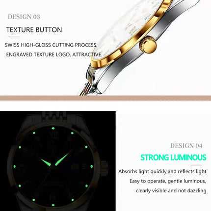 POEDAGAR Orologio da donna di lusso Orologio da donna impermeabile in acciaio inossidabile con data luminosa Orologi al quarzo da donna semplici e casual alla moda platinumshop