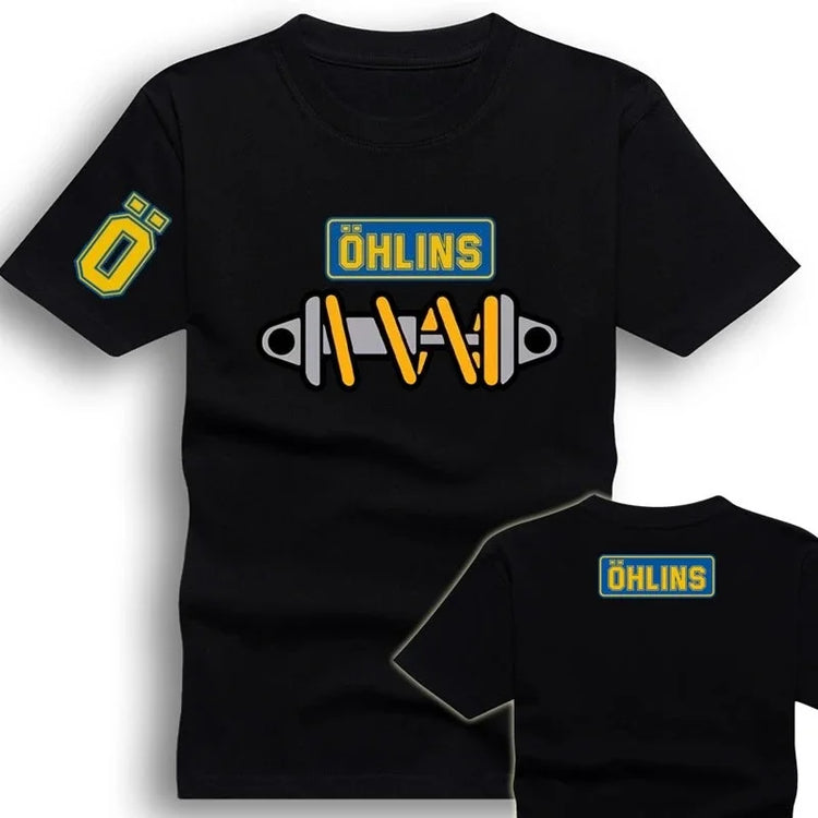 Desktop_Amazing Tees Uomo Ohlins Shock Suspension Car Moto Sport Racing T Shirt Estate Casual Manica corta da uomo oversize