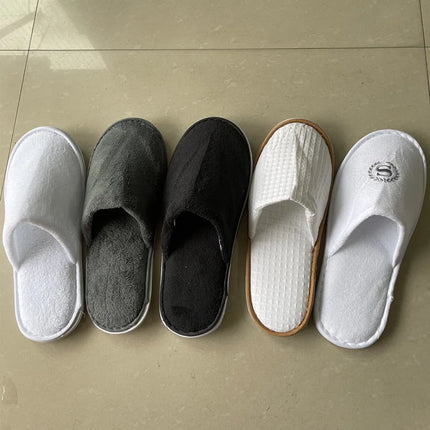 5 pairs/lot men women disposable hotel slippers guest cotton slides home travel SPA slipper hospitality cheap indoor slip-on