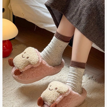 Plush Cotton Slippers Women Winter Indoor Home Shoes Anti-slip Thick Warm Cotton Shoes Cartoon Slippers Soft Comfortable Slipper