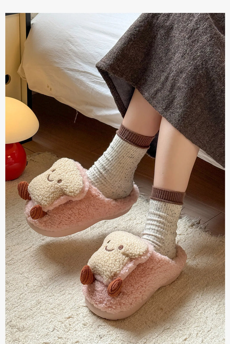 Plush Cotton Slippers Women Winter Indoor Home Shoes Anti-slip Thick Warm Cotton Shoes Cartoon Slippers Soft Comfortable Slipper