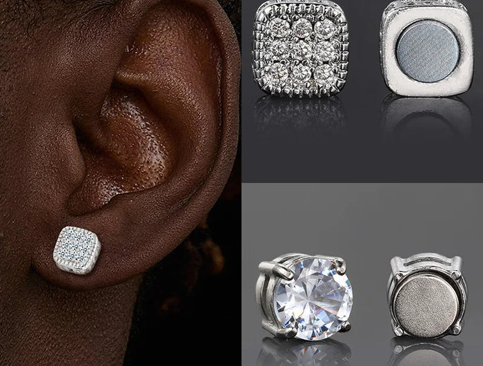 Orecchini finti Ice Out per uomo donna Forte magnete magnetico in acciaio inossidabile non penetrante Accessori per gioielli di moda Hip Hop Rock platinumshop
