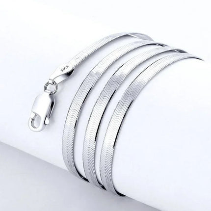 New 925 Sterling Silver fine 4MM Blade Chain Necklace for Women MEN Luxury wedding party Jewelry Best friend Holiday gifts PlatiNum
