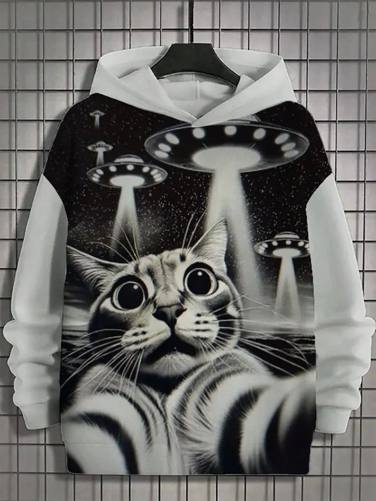 Cartoon Graffiti Cat Pattren Unisex Hoodies Sweatshirt 3D Print Men/Women Tracksuit Coat Harajuku Hoodie Pullover Men's Clothing