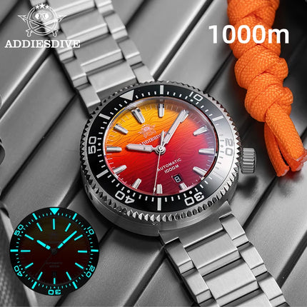ADDIESDIVE 1000m Waterproof Diver Watches Sapphire Glass Automatic Mechanical Watches Super Luminous AD2526 Gradient Wristwatch