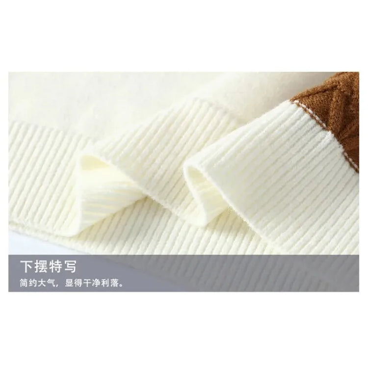 New Fashion Men O-Neck Pullovers Winter Knitted Sweaters Splicing Casual Sweaters High Quality Male Loose Pullovers Clothing 4XL