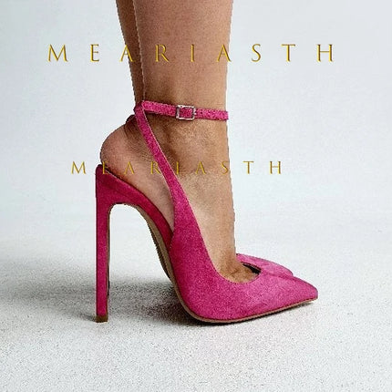 2025 Sandali a punta sexy con tacco ultra alto eleganti sandali estivi in vernice con reggicalze tacchi alti abito alla moda scarpe da donna per banchetti