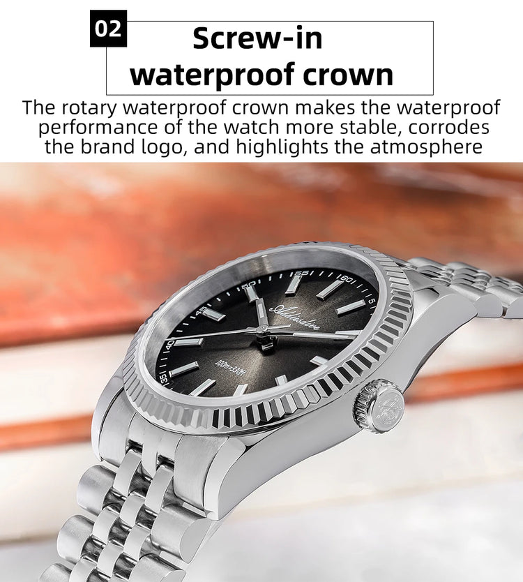 ADDIESDIVE Men Watch 36mm Quartz Wristwatch AD2073 Sapphire Sunburst Dive 100m Waterproof BGW9 Luminous  Watch for Men