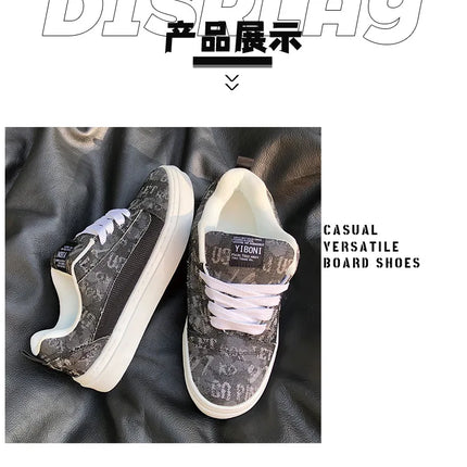 Black Gray Low-top Thick Shoe Tongue Skateboard Shoes Large Size Men Women Couple Versatile Sports Trend Versatile Board Shoes